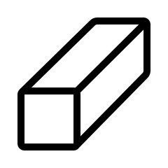 A simple 3D rectangular prism is illustrated in a clean and minimalist style