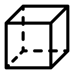 A 3D cube illustration with a minimalist design and geometric shapes