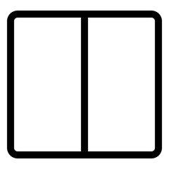 A minimalist white window frame with a black outline viewed from the outside in a simple architectural setting