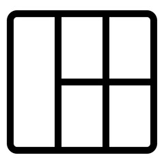 A minimalist grid layout with rounded corners and clean lines is displayed on a white background from a straightforward viewpoint.