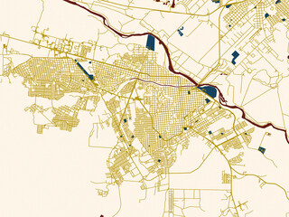 Naklejka premium Abstract city map of Ciudad Acuna, Mexico