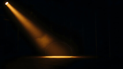 Dramatic spotlight shining down on a dark stage, creating a sense of mystery and anticipation.