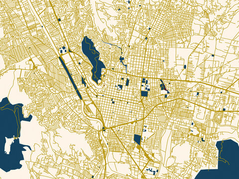Abstract city map of Oaxaca, Mexico