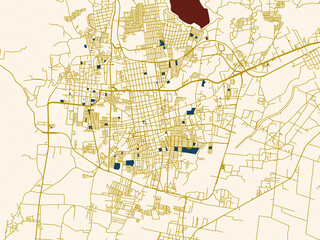 Obraz premium Clean urban street map of San Francisco del Rincon, Mexico