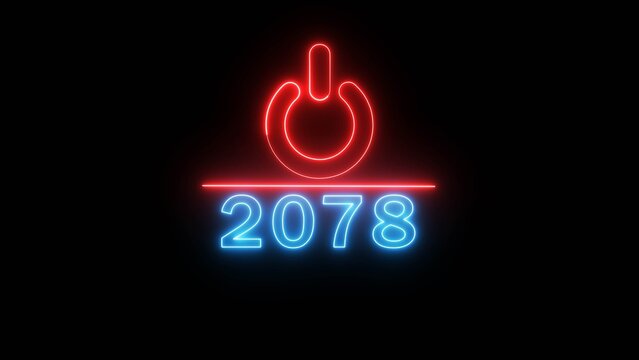 Neon power button icon illustration.  Switch power button icon on black background. 2078 Start power button concept.