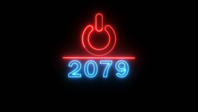 Neon power button icon illustration.  Switch power button icon on black background. 2079 Start power button concept.
