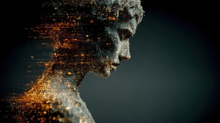 Digital Woman Data Stream Abstract Futuristic Technology Creative Concept Artwork