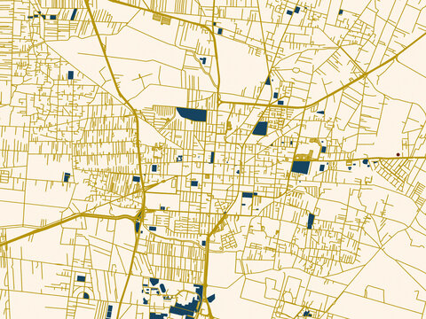 Decorative city map poster of Texcoco de Mora, Mexico