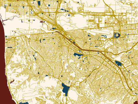 Decorative city map poster of Tijuana, Mexico