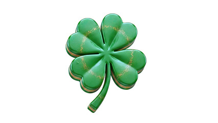 Fototapeta premium Green Four-Leaf Clover with Gold Glitter