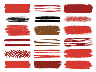 다양한 질감과 색상의 붓 터치 브러시 스트로크 및 선, 배경 디자인 요소, 투명한 효과