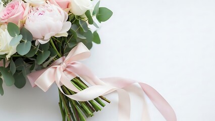 Soft Pastel Flower Bouquet with Copy Space for Wedding Design
