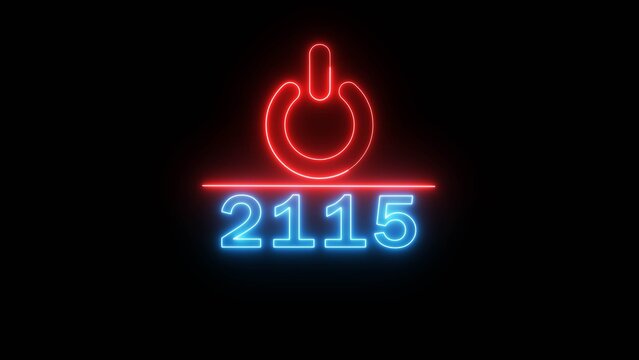 Neon power button icon illustration.  Switch power button icon on black background. 2115 Start power button concept.