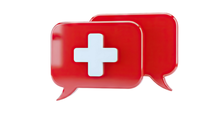 Red Speech Bubbles with White Cross Symbol