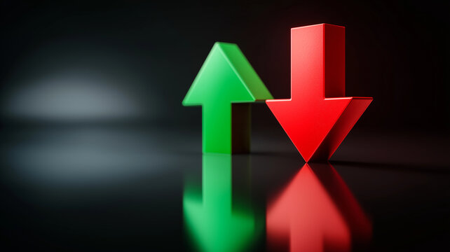 Business Growth and Decline Concept. Up and Down Arrow Chart Analysis  