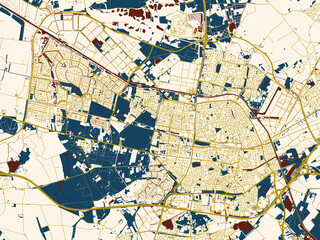Decorative Abstract Map Tilburg Netherlands