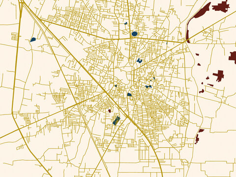 Modern flat map of Gujrat, Pakistan