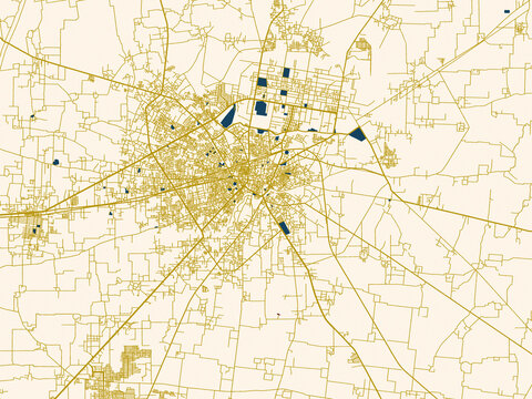 Clean urban street map of Sialkot, Pakistan
