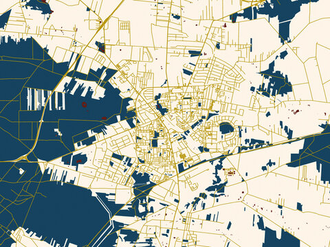 Modern flat map of Belchatow, Poland