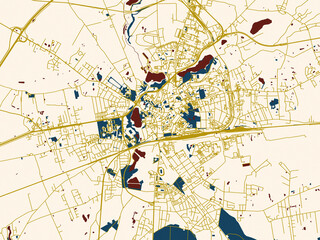 City street layout map of Gniezno, Poland