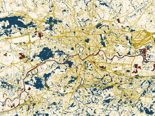 Fototapeta premium Graphic city map artwork of Krakow, Poland
