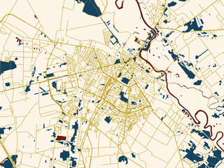 Abstract city map of Lomza, Poland