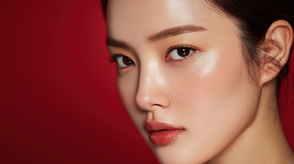 Fototapeta premium Portrait of young Korean woman with radiant skin