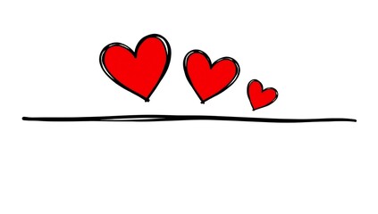 Three hearts floating above a line