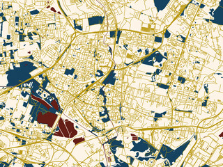 Minimalist Map Sosnowiec Poland Cream