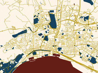 Minimalist Map Setubal Portugal Gold