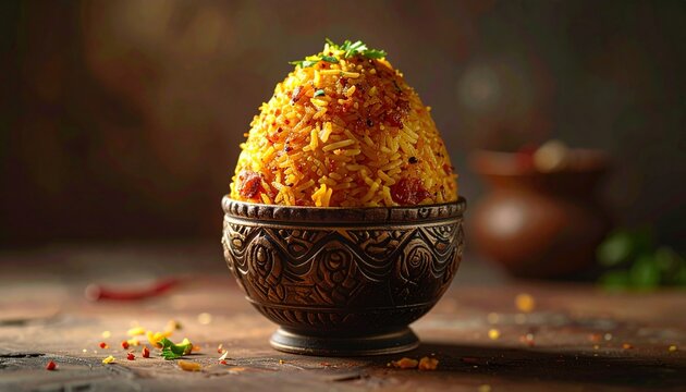 Delicious Indian Biryani Dish Served in a Traditional Bowl.