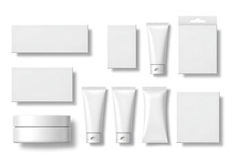 Clean Minimalist Packaging Mockup: White Product Boxes & Tubes