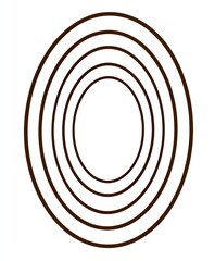 Nested ovals, dark brown lines radiating from the center on a white background