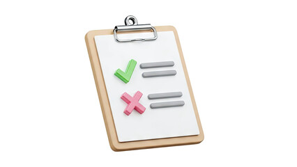 3D Clipboard with Checklist and Symbols