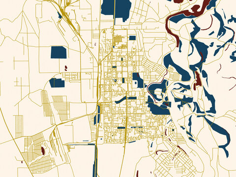 Abstract city map of Salavat, Russian Federation