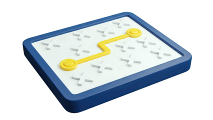 3D Tic-Tac-Toe Game Board with Yellow Path