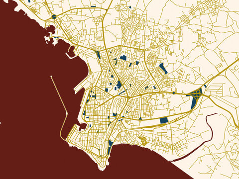 Decorative city map poster of Latakia, Syrian Arab Republic