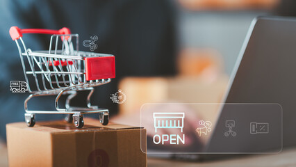 Symbolizing the launch of an online business with strategic marketing tools and fast logistics integration, ideal for promoting digital retail services and modern e-commerce startup solutions.