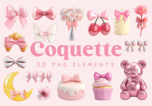 Charming Pastel 3D Design Element Set