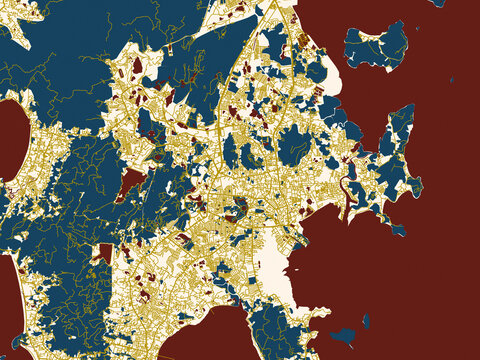 Abstract city map of Phuket, Thailand
