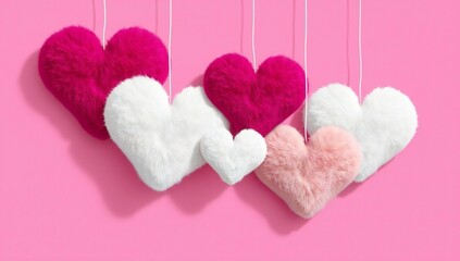 Obraz premium Colorful heart shaped pillows hanging