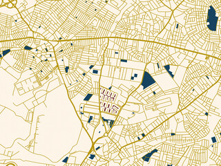 Obraz premium Abstract city map of Sancaktepe, Türkiye with cream map with gold lines