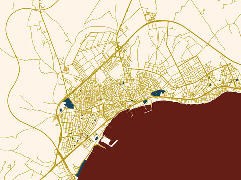 Clean urban street map of Tekirdag, T&uuml;rkiye