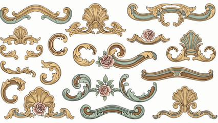 Collection of ornate decorative elements and flourishes. © Ping