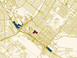 Fototapeta premium Decorative city map poster of Bani Yas City, United Arab Emirates