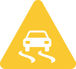 Slippery Road Warning Sign Vector Illustration for Traffic Safety Design