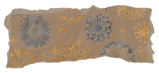 Rustic Kraft Paper Snowflake Border with Gold and Silver Foil