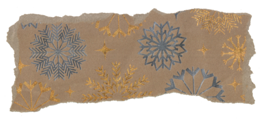 Rustic Kraft Paper Snowflake Border with Gold and Silver Foil