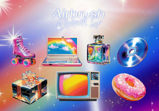 Retro Vibrant Airbrushes Element Design Collection
