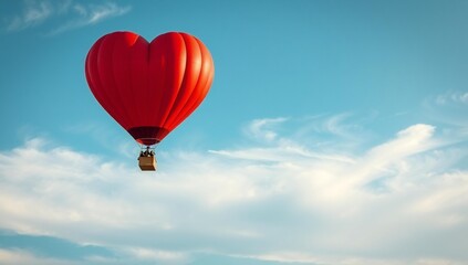Fototapeta premium Heart-shaped hot air balloon ascending
